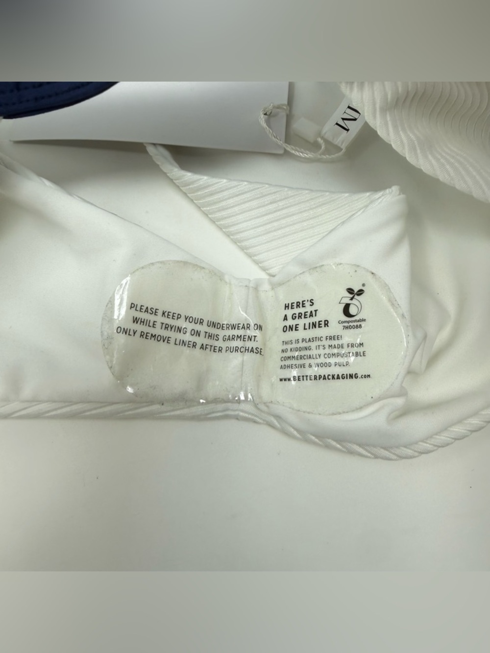 NWT TJ Swim Celeste White & Navy Ribbed Bikini Cheeky Swim Bottoms Size Medium - Picture 8 of 11